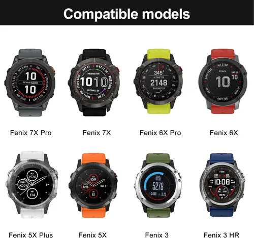 Vista 4 de Compatible con Fenix 7X Band, correa de reloj de silicona de fácil ajuste de 1.024 in para Garmin Fenix 5X/5X Plus/6X/6X Pro/7X Pro/3/3 HR