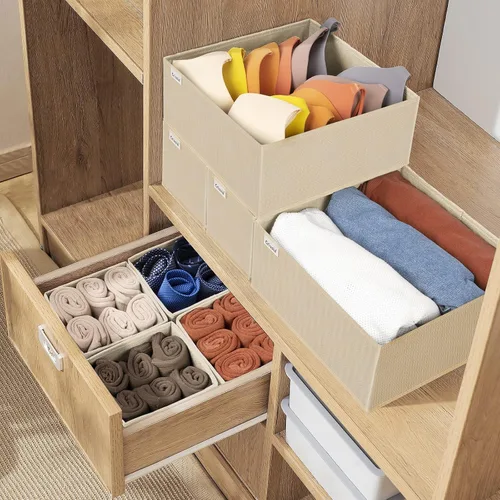 Vista 9 de Criusia Organizador de cajones de ropa, paquete de 8 organizadores de cajones para ropa interior, caja de almacenamiento de tela plegable