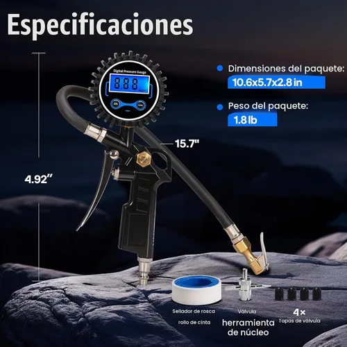 Vista 7 de SPECSTAR Paquete de 2 medidores digitales de presión de neumáticos