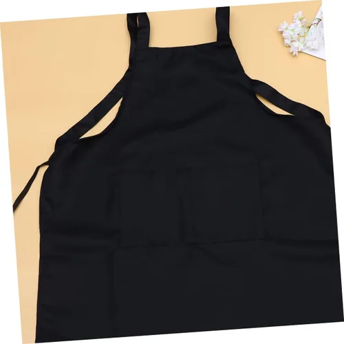 Vista 9 de SECFOU Delantal de servicio negro para mujer, delantal de cocina ajustable, delantal ajustable con babero