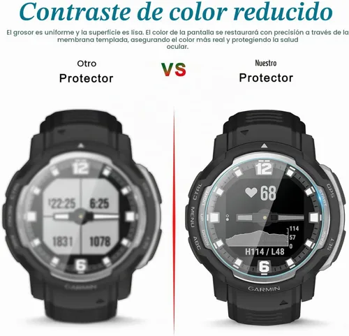 Vista 3 de Suoman Paquete de 3 protectores de pantalla para Garmin Instinct Crossover, [antiarañazos] Película protectora de pantalla de vidrio templado