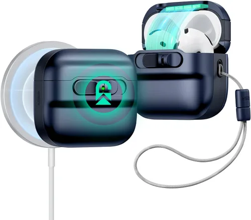 Vista 13 de ESR Funda para AirPods Pro (2023/2022/2019, 2ª/1ª generación), compatible con Airpods Pro 2 (cable USB-C/Lightning), listo para MagSafe, bloqueo