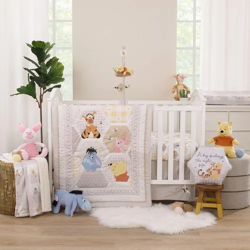 Vista 4 de NoJo Disney Winnie The Pooh Hugs and Honeycombs - Móvil musical de peluche con colmena de abejas, abejas, oso Pooh y rama de árbol
