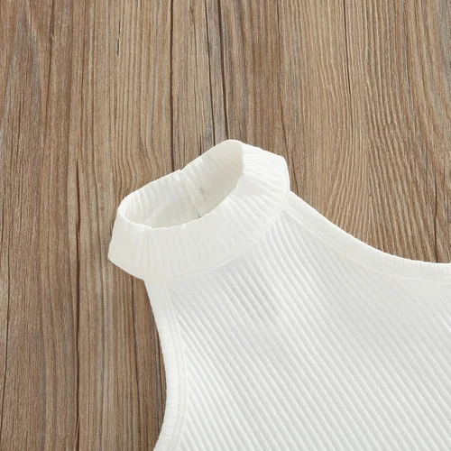 Vista 42 de TheFound Trajes de verano para niñas pequeñas, sin mangas, de punto acanalado, halter, pantalones cortos, ropa para recién nacidos, conjunto de 3