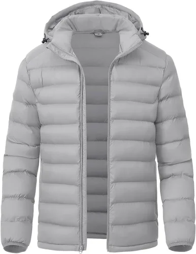 Vista 13 de YSENTO Men's Down Alternative Jackets Lightweight Water-Resistant Winter Insulated Puffer Coat Detachable Hood