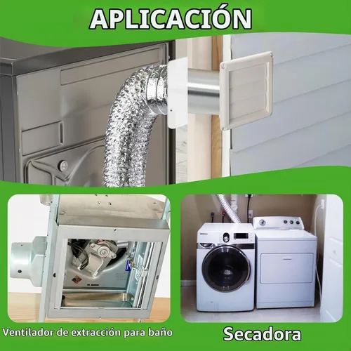Vista 7 de Kit de ventilación de secadora de 3 pulgadas a través de la pared con manguera/conector de conducto/placa de pared, kit de ventilación de 9 ps