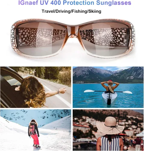 Vista 5 de IGnaef Gafas de sol polarizadas para mujer gafas de sol con diamantes de imitación para mujer protección UV400 para conducir pescar ir de compras