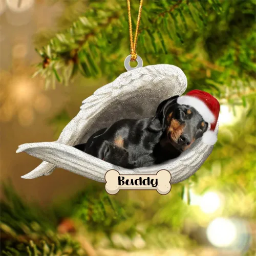 Vista 112 de Afghan Hounds - Adorno de Navidad con alas de ángel durmiente, recuerdo personalizado para perros 2024, adorno de forma acrílica, regalos