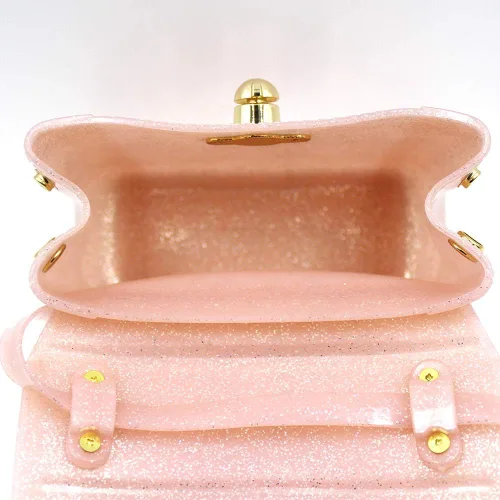 Vista 4 de Bolso pequeño para niñas pequeñas de gelatina de color caramelo, bolso cruzado de hombro, Rosa (Glitter Pink)