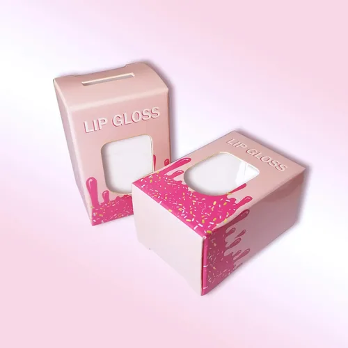 Vista 4 de Paquete de 15 cajas de brillo de labios rosas, tubos vacíos con forma de helado
