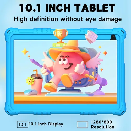 Vista 2 de Tablet Android 15 para niños, tabletas de 10 pulgadas para niños, 8 GB RAM 32 GB ROM 1 TB expandible, tableta para niños pequeños con control