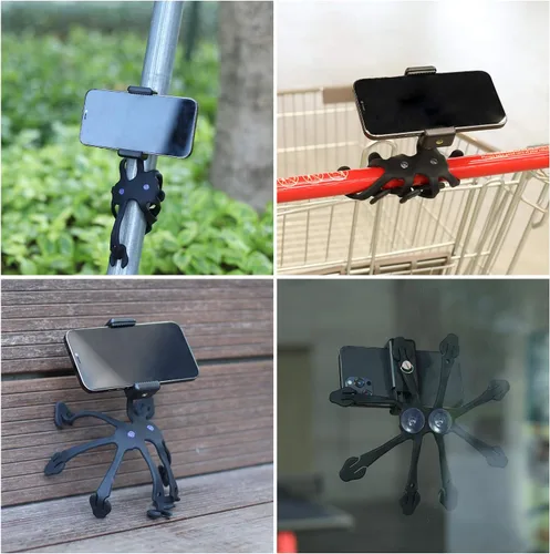 Vista 3 de Trípode de pulpo para teléfono celular, soporte universal para teléfono inteligente, trípode de pulpo, 8 patas para todos los teléfonos inteligentes