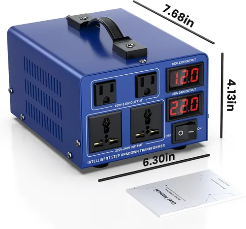 Vista 7 de Transformador de conversión de voltaje de 1000 vatios de alta resistencia, CA de 110 V/120 V/220 V/240 V, con protección de disyuntor reiniciable