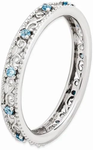 Vista 3 de Anillo de plata de ley 925 apilable de topacio azul anillo de eternidad