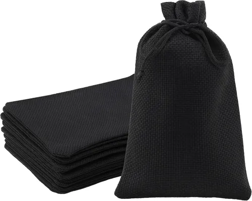 Vista 33 de Mandala Crafts Bolsas de regalo con cordón de arpillera negra de 10 x 12 pulgadas para regalos, 20 bolsas grandes de lino para regalo, dulces, café