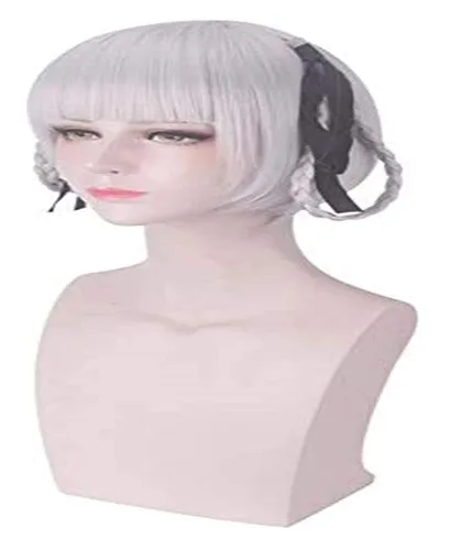 Vista 4 de 40cm Anime KAKEGURUI Cosplay Kirari Momobami Braids Women Wig Role Playing Wigs Halloween Cosplay Silver Hair