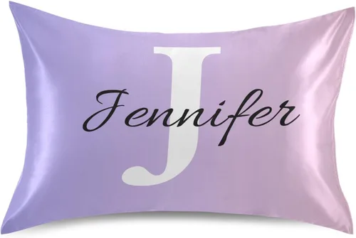 Vista 25 de Fundas de almohada negras personalizadas de seda con cierre de sobre, funda de almohada de satén tamaño estándar para personas que duermen