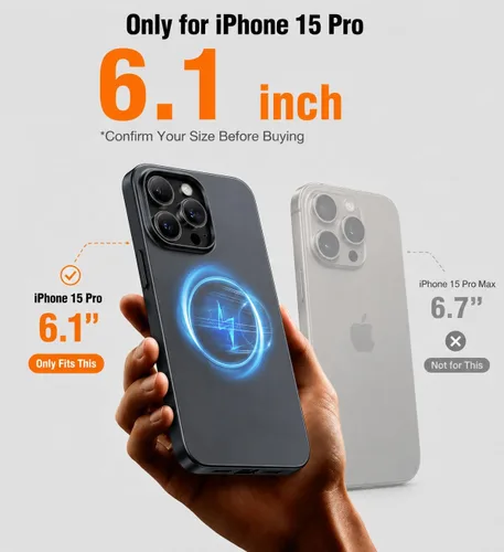 Vista 3 de TORRAS Funda magnética delgada para iPhone 15 Pro, ultrafina 1-negro