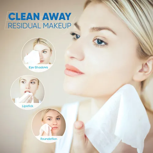 Vista 3 de Orighty Toalla facial desechable, toallas faciales limpias biodegradables, toallitas removedoras de maquillaje súper suaves, paño de lavado facial