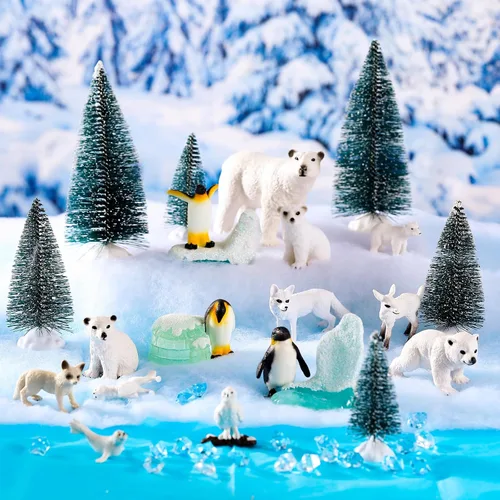 Vista 5 de Conjunto de proyectos escolares de animales polares, kit de suministros de diorama, juguetes de figurilla, modelo de proyecto de diorama, juguetes