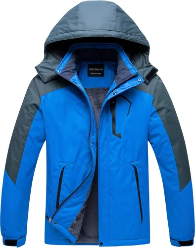 Vista 15 de CREATMO US Chaqueta de esquí impermeable de montaña para hombre, resistente al viento, abrigo de invierno cálido para snowboard