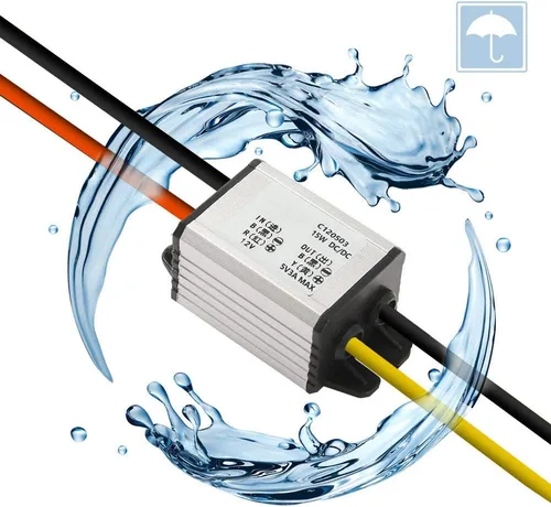 Vista 5 de Convertidor de 12 V a 5 V CC Voltaje de alimentación para automóvil, impermeable DC 6.3-22V 12V reductor a 5V 3A 15W Regulador de voltaje