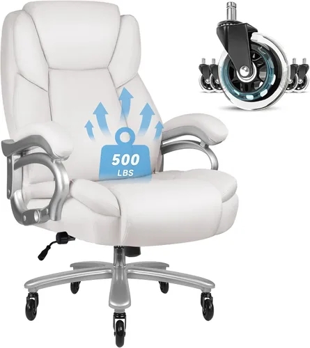 Vista 9 de OFIKA Silla de oficina grande y alta de 500 libras, soporte lumbar ajustable, silla de oficina para personas pesadas, respaldo alto resistente Negro