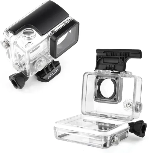 Vista 5 de SOONSUN Carcasa de buceo impermeable para GoPro Hero 3/3+/4 Negro Plata – Funda submarina de 40M compatible con pantalla y batería BacPac para buceo