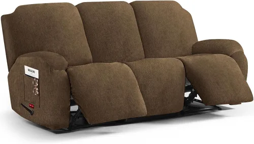 Vista 30 de 3 fundas elásticas para sillas reclinables, fundas de tela de felpa y protectores duraderos de muebles para niños y mascotas (1 plaza, negro)