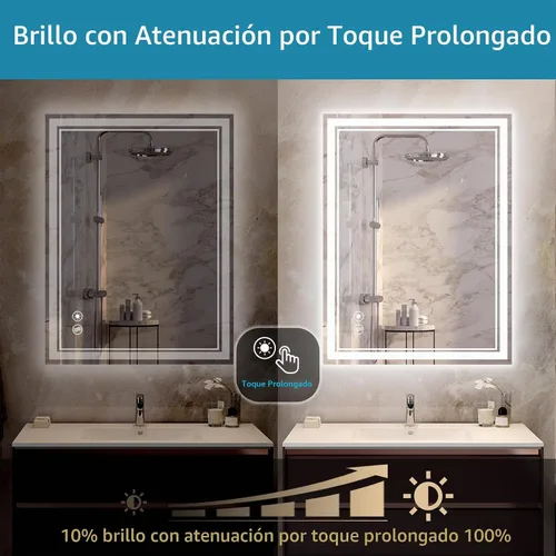 Vista 5 de Espejo de baño de 28 x 36 pulgadas con luces, regulable en 3 colores, sin