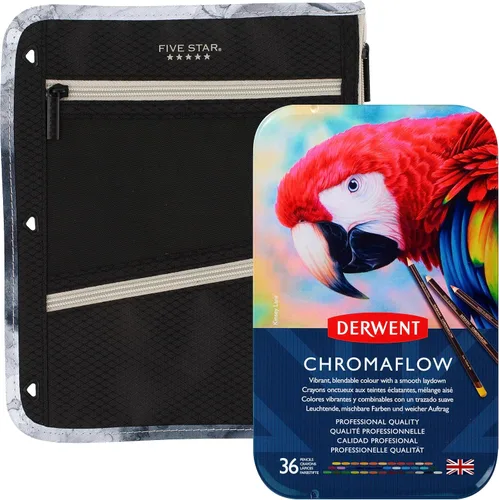 Vista 7 de Paquete de 12 lápices de colores Chromaflow de Derwent de 0.157 in de ancho (2305856) + bolsa con cremallera de cinco estrellas, bolsa para lápices