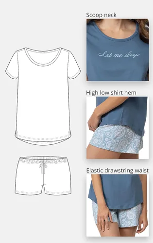 Vista 5 de PajamaGram PJs For Women Set - Womens Pajama Shorts, Graphic Top, 100% Cotton