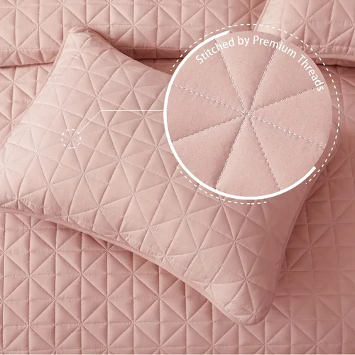Vista 6 de Exclusivo Mezcla Quilts - Juego de ropa de cama tamaño King, color rosa Cuadrícula Rosa