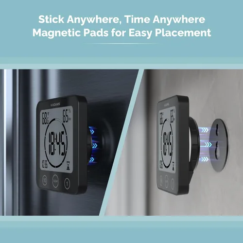 Vista 7 de KADAMS - Temporizador digital con alarma, impermeable para pulverización de agua para baño, regadera, cocina, temporizador táctil, visualización