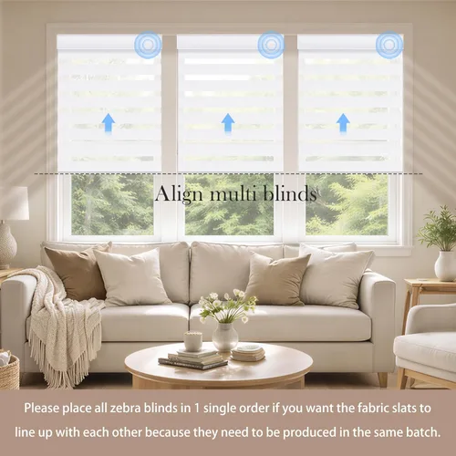 Vista 3 de Persianas motorizadas de cebra, persianas automáticas de oscurecimiento del 85% para ventanas interiores compatibles con HomeKit, Alexa, Google
