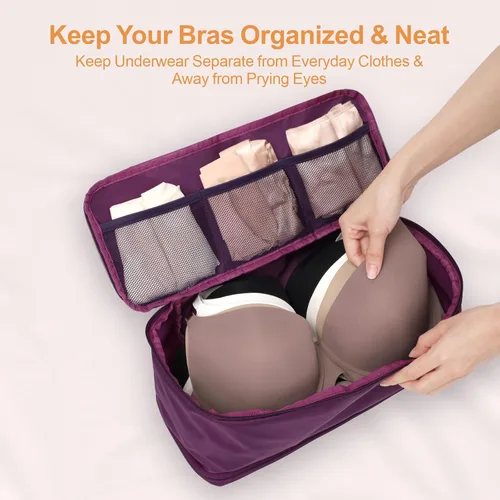 Vista 7 de Cambond Travel Underwear Organizer Bag - 4-in-1 Double Layer Lightweight Bra Organizer, Portable Expandable Compression Packing Cubes Travel Packing
