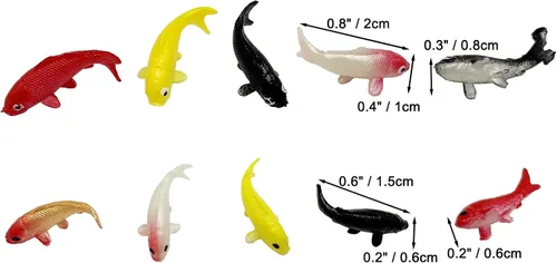 Vista 5 de 50 figuras diminutas de peces Koi para casa de muñecas en miniatura Mini cosas para manualidades, jardín de hadas, decoración de micro paisajes