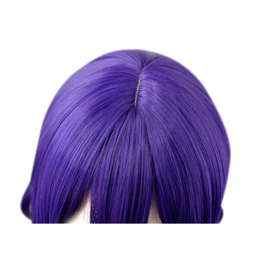 Vista 6 de C-ZOFEK Akane Aoi - Peluca larga de cabello rizado trenzado morado para mujer, anime de Halloween (morado)