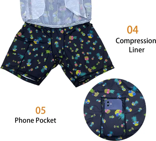 Vista 4 de feelacle Traje de baño para hombre con forro de compresión, secado rápido, 5.5 pulgadas, traje de baño