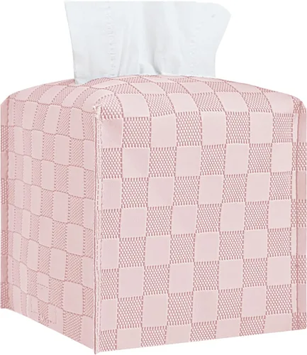 Vista 14 de Cubierta de caja de pañuelos, Soporte de caja de pañuelos cuadrado, Organizador decorativo de pañuelos de cuero para baño, mesa y coche, 12.7 cm x