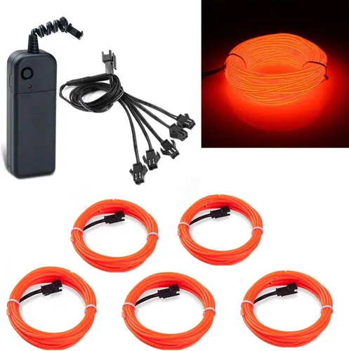 Vista 9 de ABALDI Cable EL, luz de neón portátil, funciona con pilas, paquete de cables electroluminiscentes, alto brillo para decoración de fiestas de Navidad