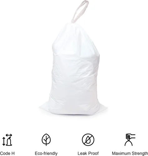 Vista 3 de Compatible con bolsas de basura Simplehuman Code P, 50-60L, cordón blanco Revestimientos de plástico duraderos a medida, resistentes a las fugas