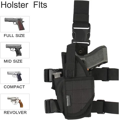 Vista 4 de Nehostertfy Funda de pierna caída para pistola, para diestros, táctica, para muslo, airsoft, pistola, ajustable, actualización Negro(Black Left)