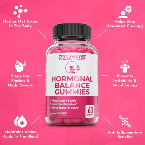 Vista 8 de Gomitas de alivio del síndrome premenstrual de equilibrio hormonal + gomitas Ashwagandha