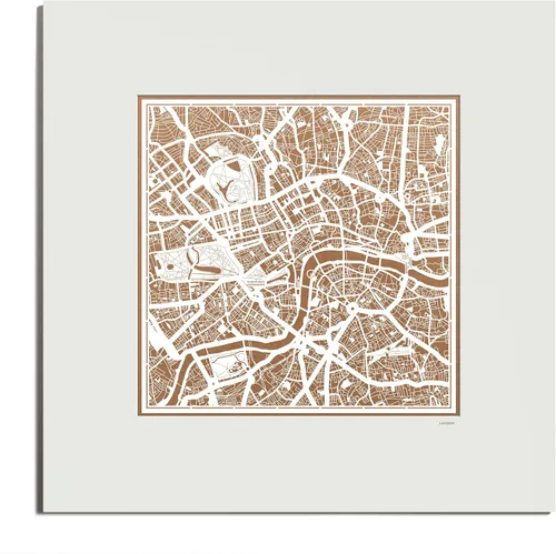 Vista 117 de O3 Design Studio Mapa de corte de papel de París, color negro mate, 20 x 20 pulgadas, arte en papel