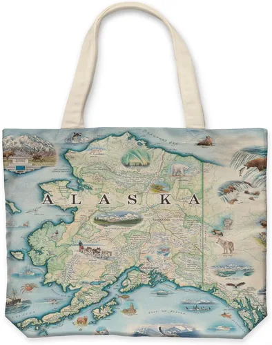 Vista 20 de Xplorer Maps Bolsa de lona con asas, bolsa de compras de comestibles de tela, bolsa reutilizable y ecológica, 100% algodón, lavable
