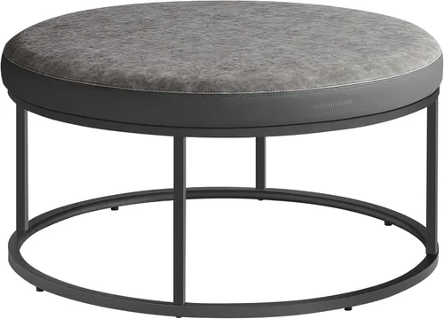 Vista 7 de SONGMICS HOME LUIZ Collection - Otomana reposapiés, otomana redonda, taburete de tocador, reposapiés, tapa reversible, mesa auxiliar, carga máx. 660