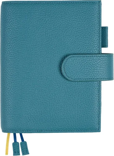 Vista 19 de A5 Funda de cuero para planificador de Hobonichi Cousin, Stalogy, Midori, Leuchtturm1917, y más - con presilla para bolígrafo, ranuras para Negro