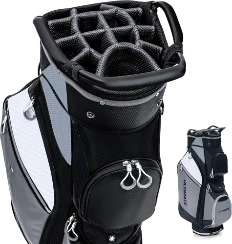 Vista 9 de Goplus Bolsa de carrito de golf con 14 divisores superiores, bolsa de golf con 7 bolsillos con cremallera, bolsa refrigerante, capucha para lluvia