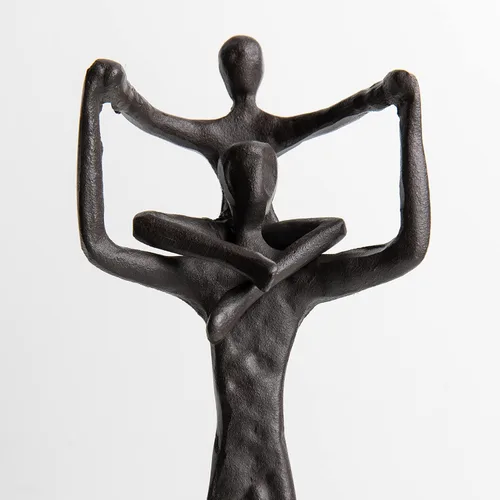 Vista 7 de Danya B. Orgulloso padre sosteniendo niño escultura de hierro contemporánea pequeña estatua decorativa
